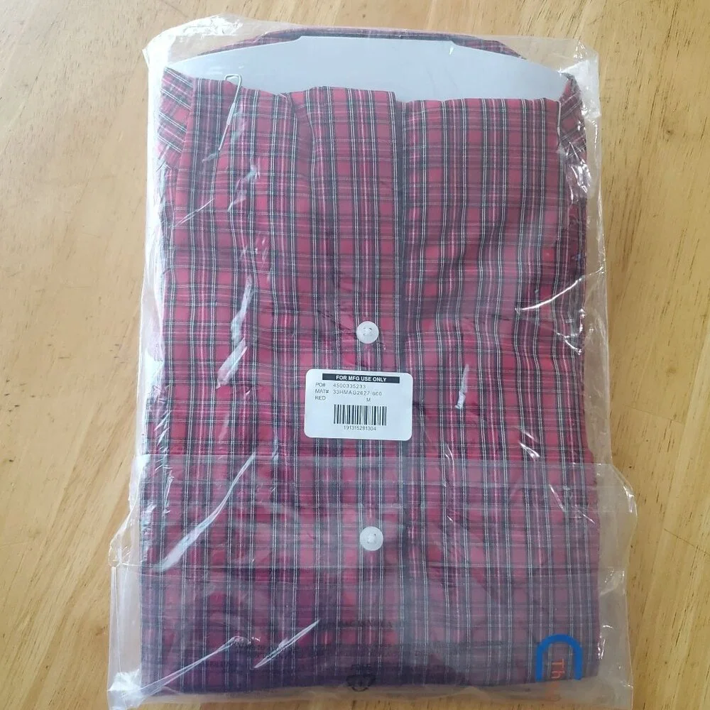 MagnaReady dress shirt boys sz medium Red plaid magnetic button down Long sleeve